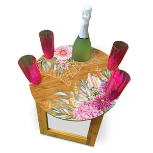 Lisa Pollock Round Bamboo Wine Picnic Table